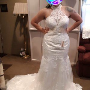 Halter Chantilly Lace Mermaid Dress